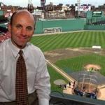 5-23-99:Fenway Park, Boston:Red Sox TV broadcaster Sean McDonough inside the booth high above the field, where he and his partner Jerry Remy call the Boston home games. LIBRARY TAG 06041999 SPORTS Library Tag 12282001 SPORTS